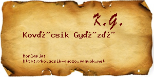 Kovácsik Győző névjegykártya